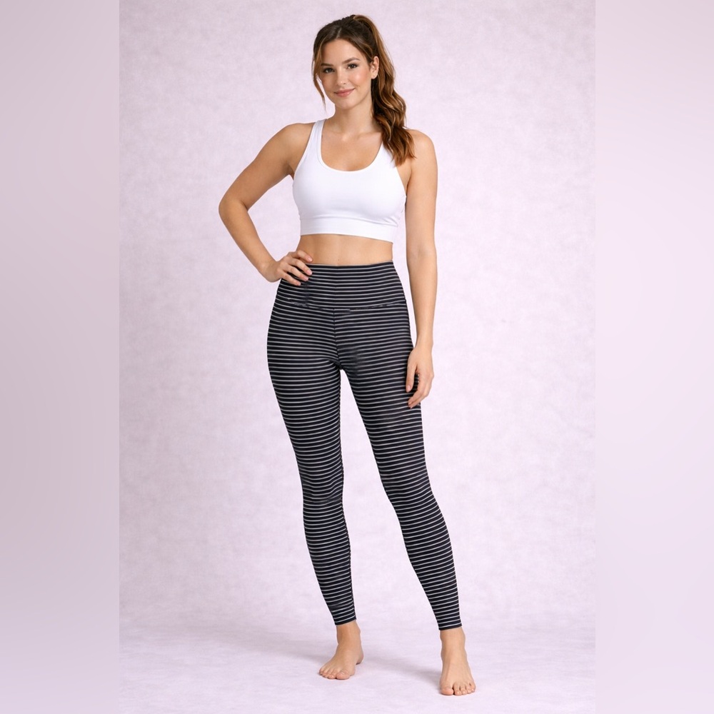 lululemon athletica Black and Gray Striped Leggings